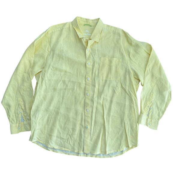 Tommy Bahama Men's Yellow Sea Breezer Linen Long Sleeve Button Up Shirt Size XL - Picture 1 of 5